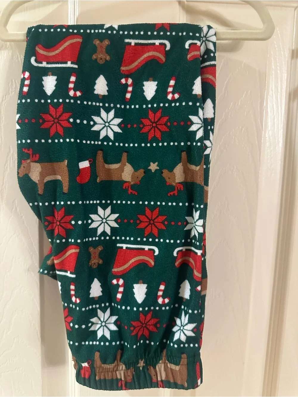 Carter's Green Holiday Reindeer Print Button-Up Pajama Set